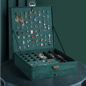 Women Jewelry Box Lockable 3 Layers Large Jewelry Organizer Storage Case